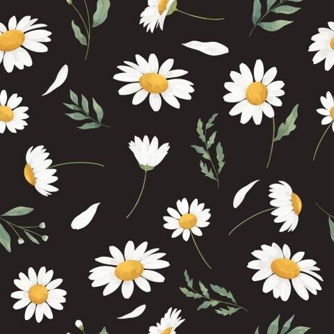 Cilpiņtrikotāža Dark daisies 240 g/m2